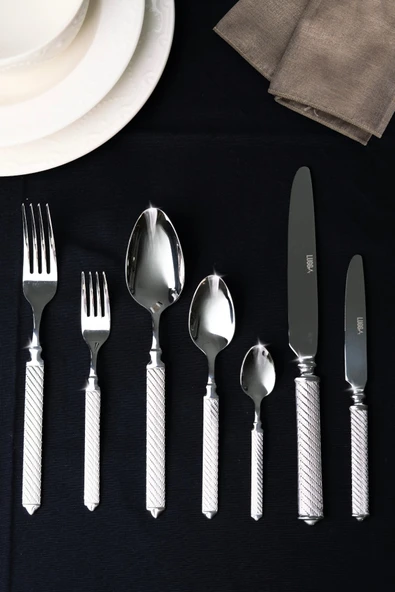 Lugga Linda Sade Çatal Kaşık Bıçak Takımı 12 Kişilik 84 Parça - 2