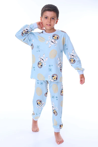 Sevimli Astronot Bobi Kiremit Çocuk Pijama Takımı