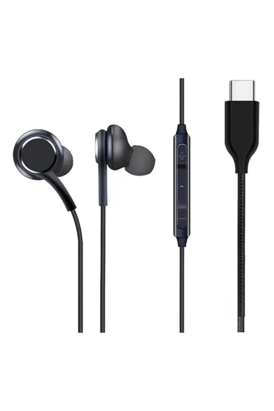 EVAX  Siyah Kulakiçi Type-C Girişli Mikrofonlu Kablolu Kulaklık Hasır STUDIO STEREO Yüksek ses kalitesi