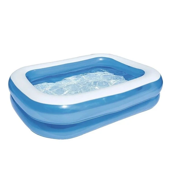 Şişme Aile Havuzu 200x146x48 cm 452 Litre Su Kapasiteli UV Dayanıklı PVC Mavi Dikdörtgen Havuz