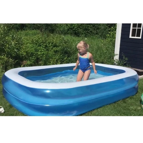 Şişme Aile Havuzu 200x146x48 cm 452 Litre Su Kapasiteli UV Dayanıklı PVC Mavi Dikdörtgen Havuz - 8