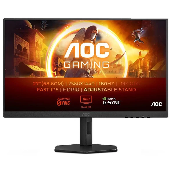 AOC Q27G4XF 27" 180Hz 0.5ms HDMI DP AdaptiveSync Pivot HDR10 QHD Fast IPS Gaming Monitör