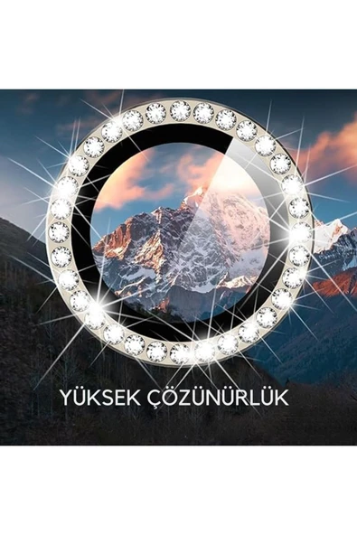 EVAX  (TAŞLI LENS) Iphone 15 Pro Max / 15 Pro Uyumlu Taşlı Kamera Lens Koruyucu - 3
