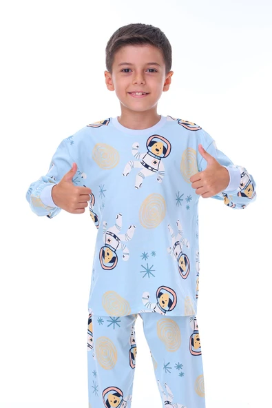 Sevimli Astronot Bobi Kiremit Çocuk Pijama Takımı - Resim 3