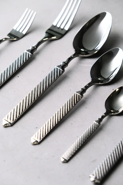 Lugga Linda Sade Çatal Kaşık Bıçak Takımı 12 Kişilik 84 Parça - 6