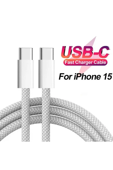 EVAX  iPhone 15 Serisi Kablo  UyumluPD 60W Hızlı Şarj Kablosu USB C Kablo (Kutu Çıkması - Kutusuz) - 2