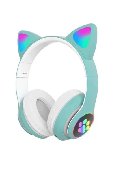 EVAX  CAT Kedili Bluetooth 5.0 Işıklı Kablosuz Mikrofonlu/Aux/Hafıza Kartı/Kılıf/ Kulaküstü Kulaklık