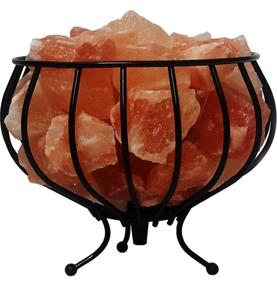 SULSALT ÇOK RENKLİ FERFORJE SEPET  HİMALAYA KAYA TUZU LAMBASI 4.5-5 KG TAŞ 2 - 3