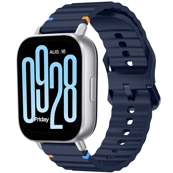 Redmi watch 5 Lite 5 Active İle Uyumlu Dalga Desenli Tokalı Yumusaş Soft Silikon Kordon  Lacivert