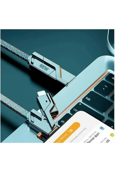 EVAX 4’lü 2in2 1.5mt Data ve Şarj Kablosu Kablosu Type-C Lightning Bir Arada - 7