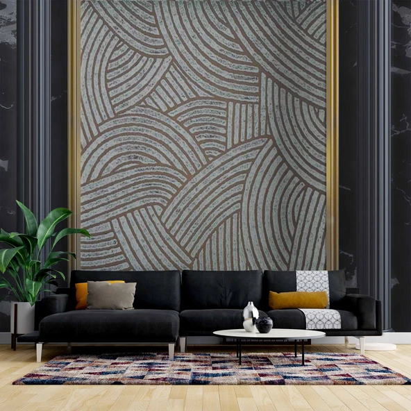 3 Boyutlu Siyah Sütun Duvar Kağıdı Baskı