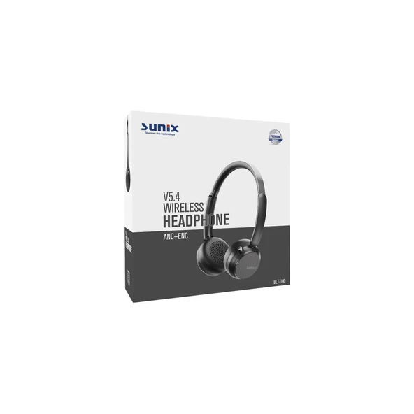 Sunix ANC+ENC 300 Mah Kablosuz 5.4 Kulak Üstü Bluetooth Kulaklık Siyah BLT-100 - 3