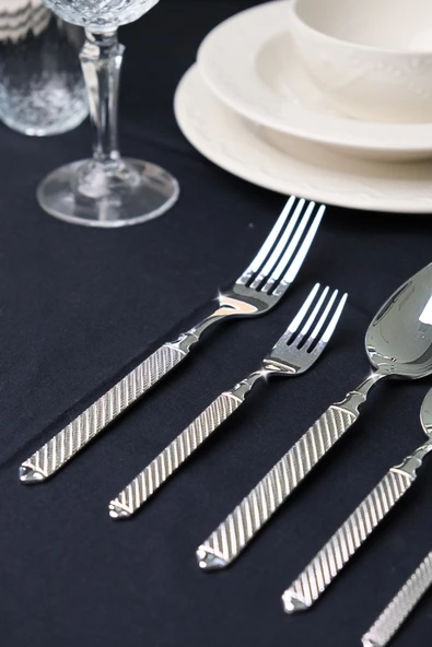 Lugga Linda Sade Çatal Kaşık Bıçak Takımı 12 Kişilik 84 Parça - 9