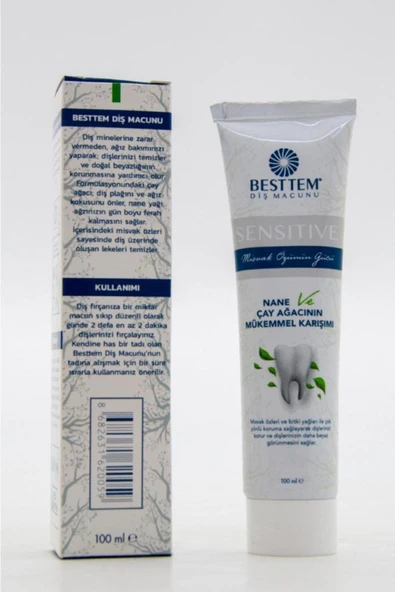 BESTTEM ÇAY AĞAÇLI MİSVAK ÖZLÜ DİŞ MACUNU 100ML YERLİ ÜRETİM NANE ÖZLÜ LEKE ÖNLEYİCİ HELAL SERTİFİKA - 7
