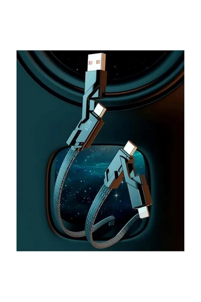 EVAX 4’lü 2in2 1.5mt Data ve Şarj Kablosu Kablosu Type-C Lightning Bir Arada - 5