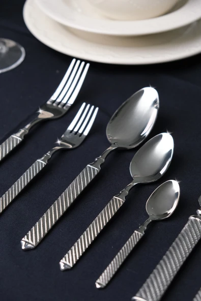 Lugga Linda Sade Çatal Kaşık Bıçak Takımı 12 Kişilik 84 Parça - 8