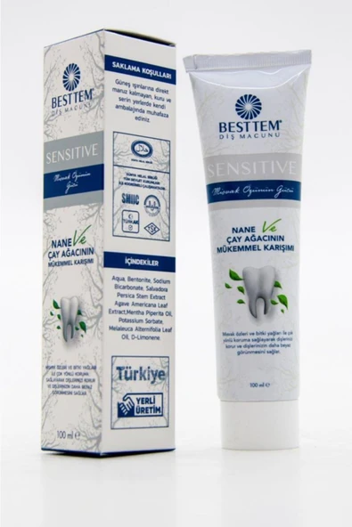 BESTTEM ÇAY AĞAÇLI MİSVAK ÖZLÜ DİŞ MACUNU 100ML YERLİ ÜRETİM NANE ÖZLÜ LEKE ÖNLEYİCİ HELAL SERTİFİKA - 8