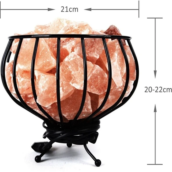SULSALT ÇOK RENKLİ FERFORJE SEPET  HİMALAYA KAYA TUZU LAMBASI 4.5-5 KG TAŞ 2 - 4
