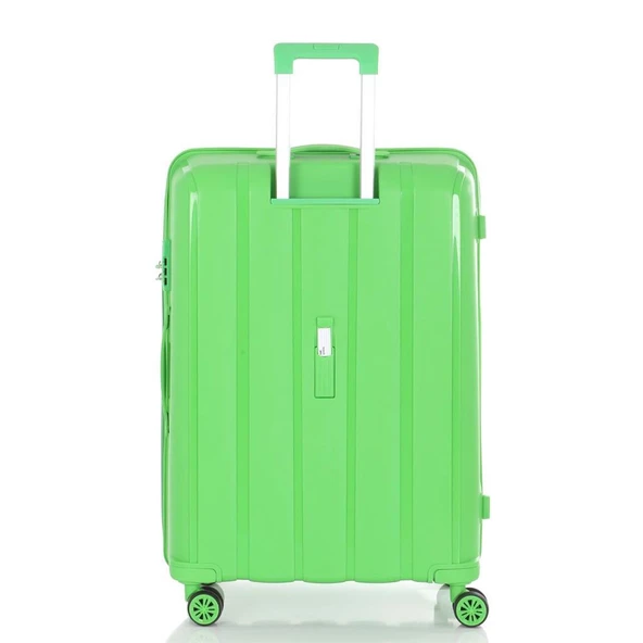 MÇS Bavul Orta ve Kabin 2li Set Kırılmaz Silikon Valiz V305 FıstıkYeşil - 4
