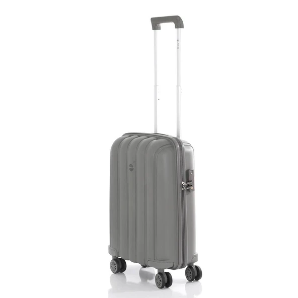 MÇS Bavul Orta ve Kabin 2li Set Kırılmaz Silikon Valiz V305 Gri - Resim 6