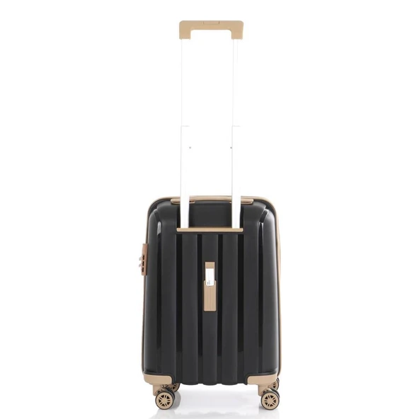 MÇS Bavul Orta ve Kabin 2li Set Kırılmaz Silikon Valiz V305 Siyah/Şampanya - Resim 7