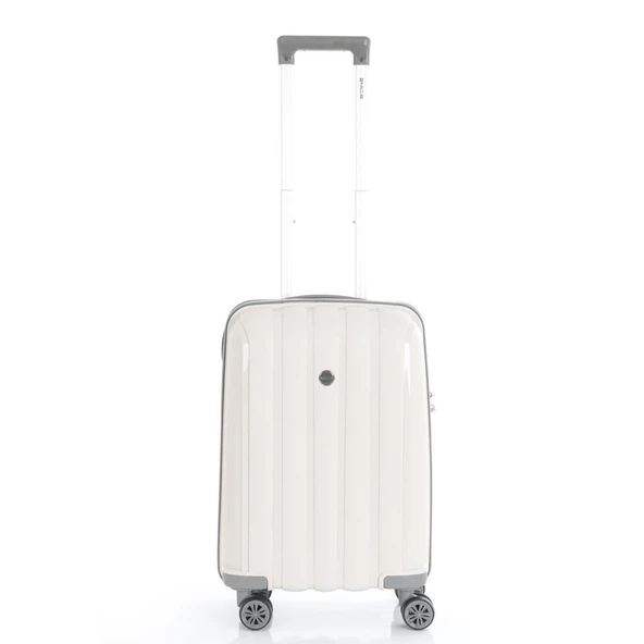 MÇS Bavul Orta ve Kabin 2li Set Kırılmaz Silikon Valiz V305 Kemik/Gri - Resim 7