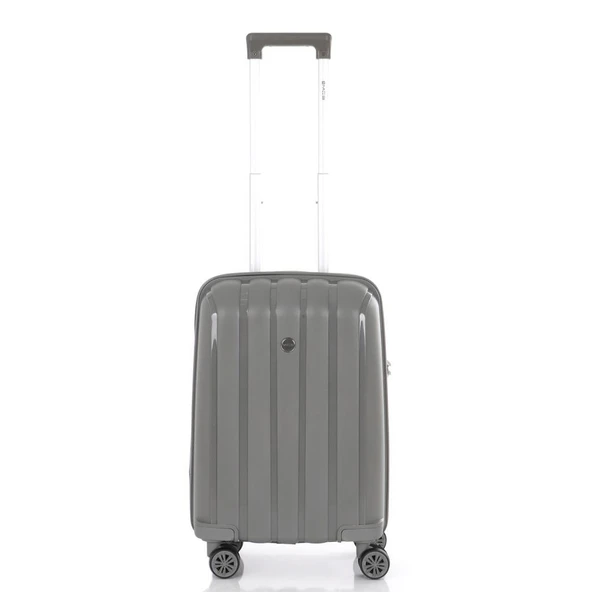 MÇS Bavul Orta ve Kabin 2li Set Kırılmaz Silikon Valiz V305 Gri - Resim 9