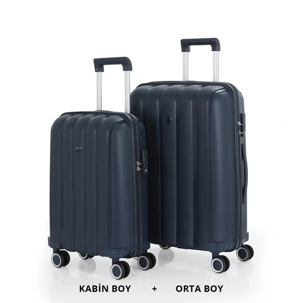 MÇS Bavul Orta ve Kabin 2li Set Kırılmaz Silikon Valiz V305 Laci ürün görseli