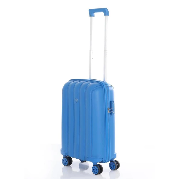 MÇS Bavul Orta ve Kabin 2li Set Kırılmaz Silikon Valiz V305 SaksMavi - 6