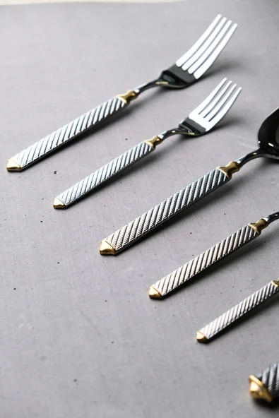 Lugga Linda Gold Çatal Kaşık Bıçak Takımı 12 Kişilik 84 Parça - 7