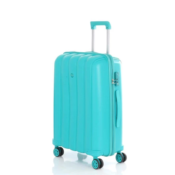MÇS Bavul Orta ve Kabin 2li Set Kırılmaz Silikon Valiz V305 CamGöbeği - 3