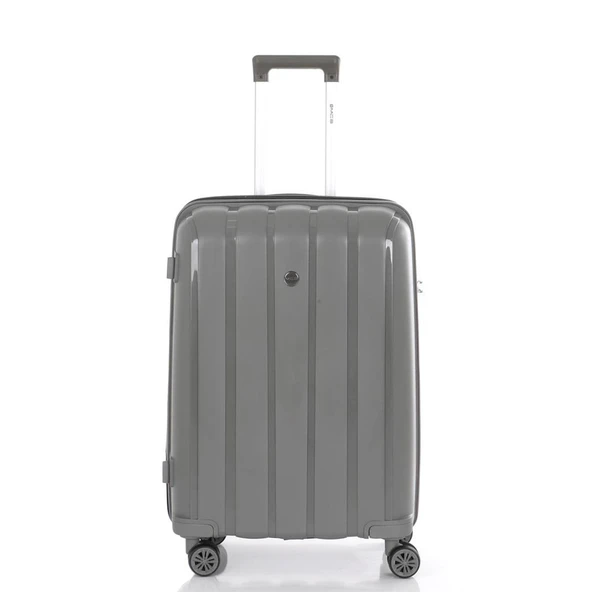 MÇS Bavul Orta ve Kabin 2li Set Kırılmaz Silikon Valiz V305 Gri - Resim 2