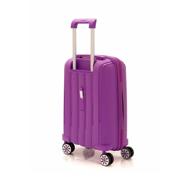 MÇS Bavul Orta ve Kabin 2li Set Kırılmaz Silikon Valiz V305 Mor - 6