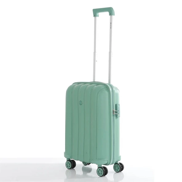 MÇS Bavul Orta ve Kabin 2li Set Kırılmaz Silikon Valiz V305 SuYeşili - 6
