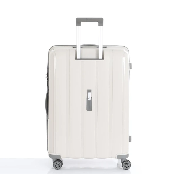 MÇS Bavul Orta ve Kabin 2li Set Kırılmaz Silikon Valiz V305 Kemik/Gri - Resim 3