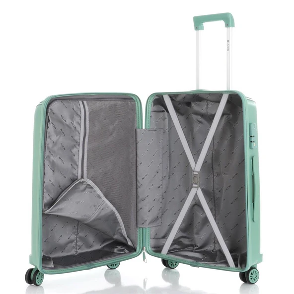 MÇS Bavul Orta ve Kabin 2li Set Kırılmaz Silikon Valiz V305 SuYeşili - 4