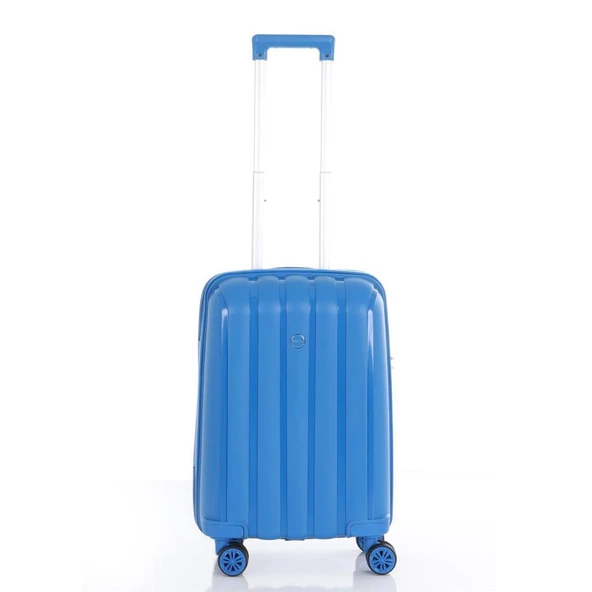 MÇS Bavul Orta ve Kabin 2li Set Kırılmaz Silikon Valiz V305 SaksMavi - 8
