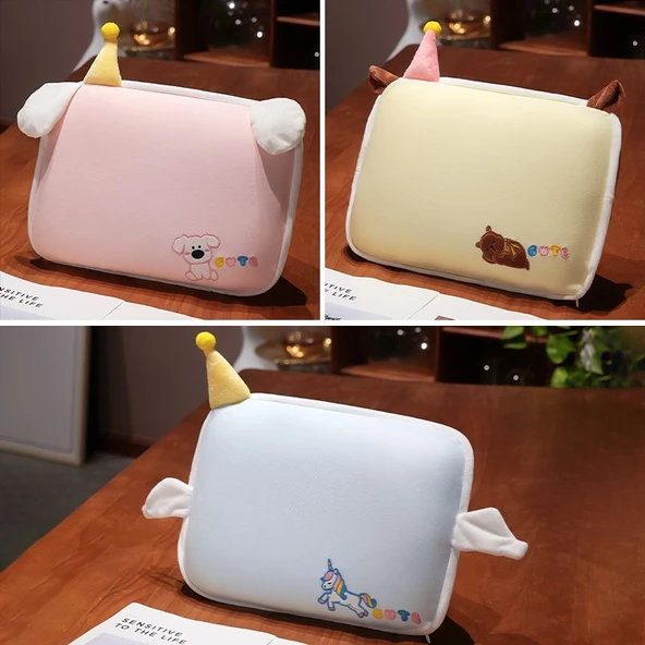 Çizgi Film Hafızalı Köpük Uyku Yastığı - Pembe West Highland Beyaz Teriyeri 38x26cm - 12