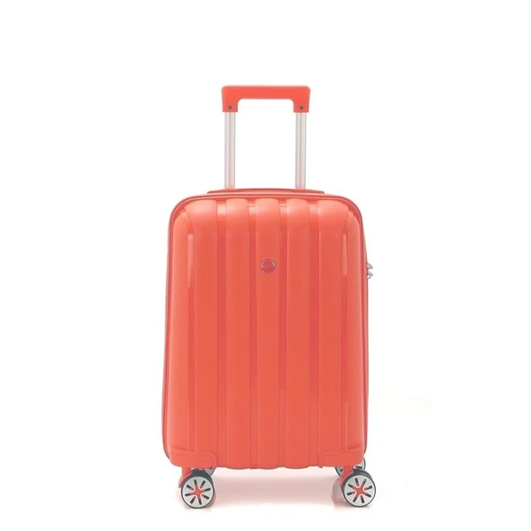 MÇS Bavul Orta ve Kabin 2li Set Kırılmaz Silikon Valiz V305 Mercan - Resim 6