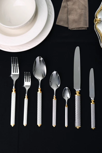 Lugga Linda Gold Çatal Kaşık Bıçak Takımı 12 Kişilik 84 Parça - 2