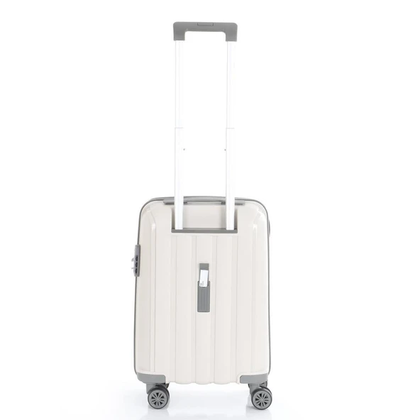 MÇS Bavul Orta ve Kabin 2li Set Kırılmaz Silikon Valiz V305 Kemik/Gri - Resim 8