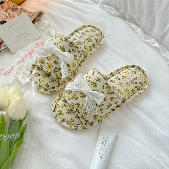 Dantelli Peluş Oyuncak Terlik - Mor 36-37 - 8