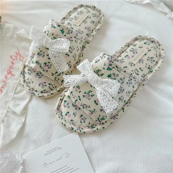 Dantelli Peluş Oyuncak Terlik - Mor 38-39 - 4