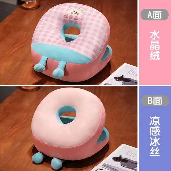 Çizgili Desenli Buz İpekli Siesta Yastığı - Pembe - 30cm