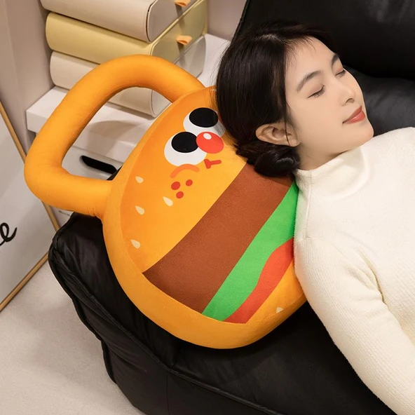 Hamburger Dambıl Yastık Peluş Oyuncak - 55cm - 7
