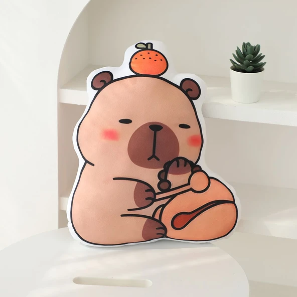 Lotus Oturan Kapibara Peluş Yastık - 36cm - 8