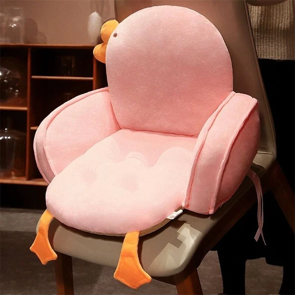 Çizgi Film Peluş Kolçaklı Minder - Pembe Kaz, Büyük 40x40cm - 10