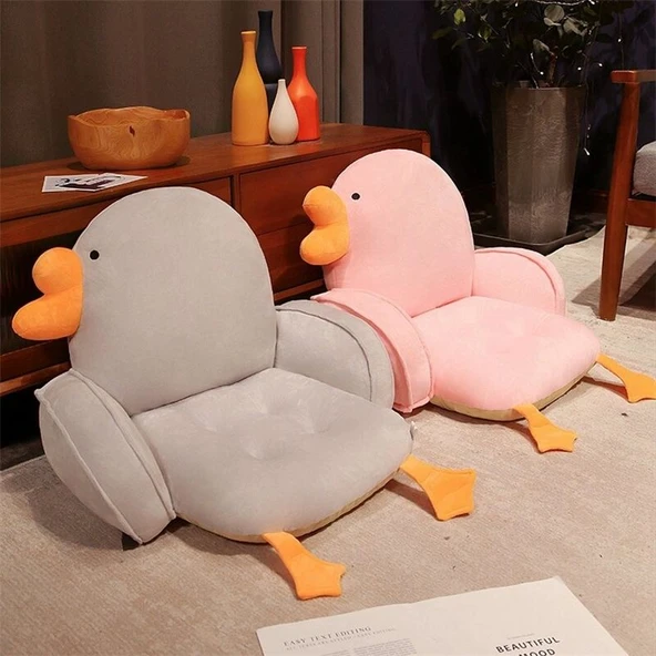 Çizgi Film Peluş Kolçaklı Minder - Pembe Kaz, Büyük 40x40cm - 9