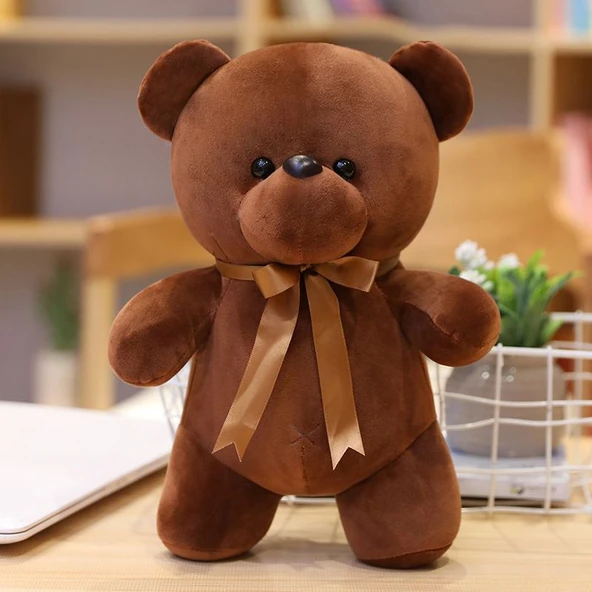 Ayakta Duran Peluş Ayıcık - Koyu Kahverengi - 23 cm
