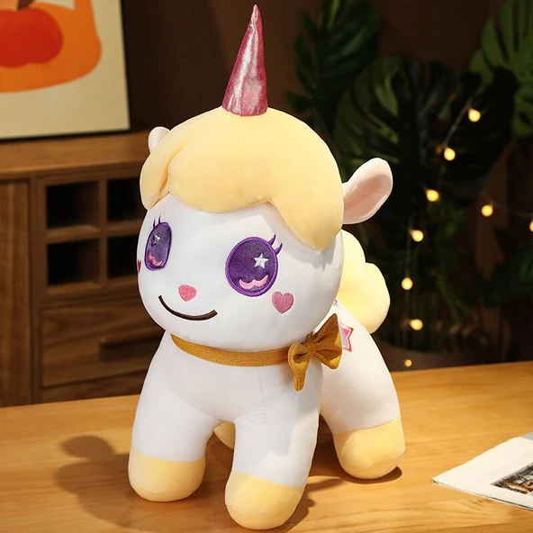 Sarı Ayakta Duran Unicorn Peluş Oyuncak 40cm